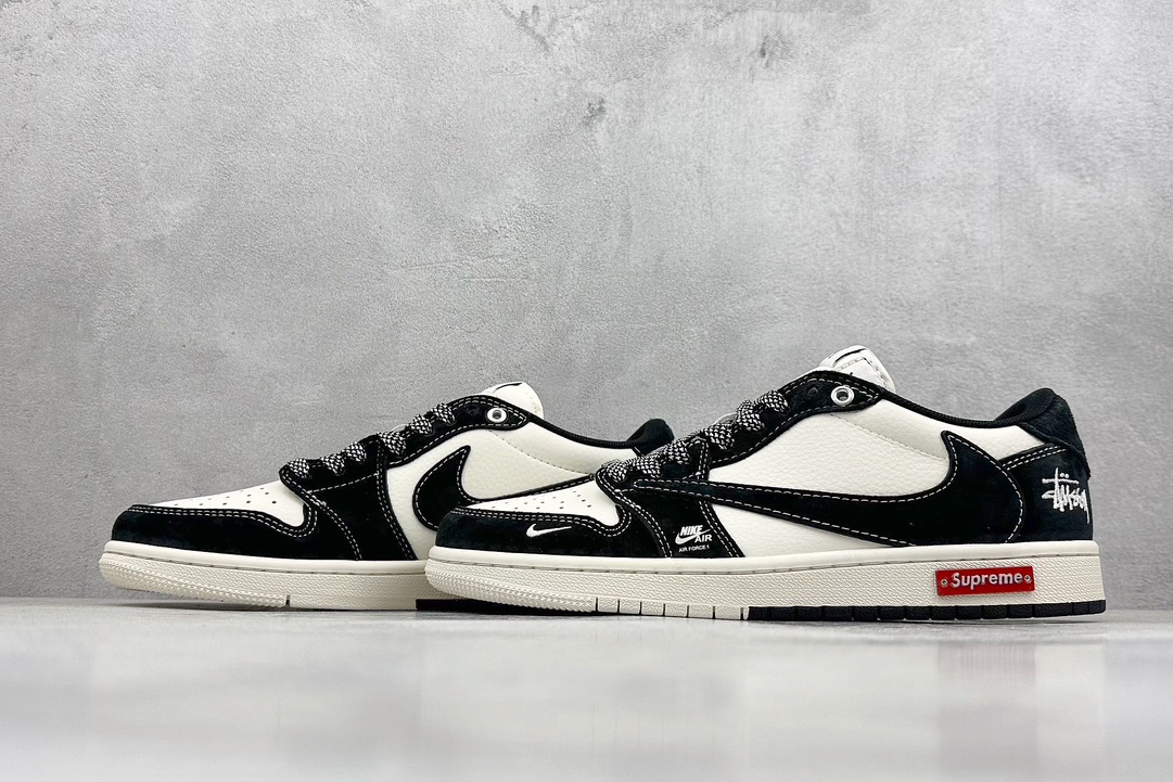 Travis Scott x Nike Air Jordan 1 Low x Supreme Air Jordan 1 Low 反转黑米小钩满天星倒钩 SJ2068-124