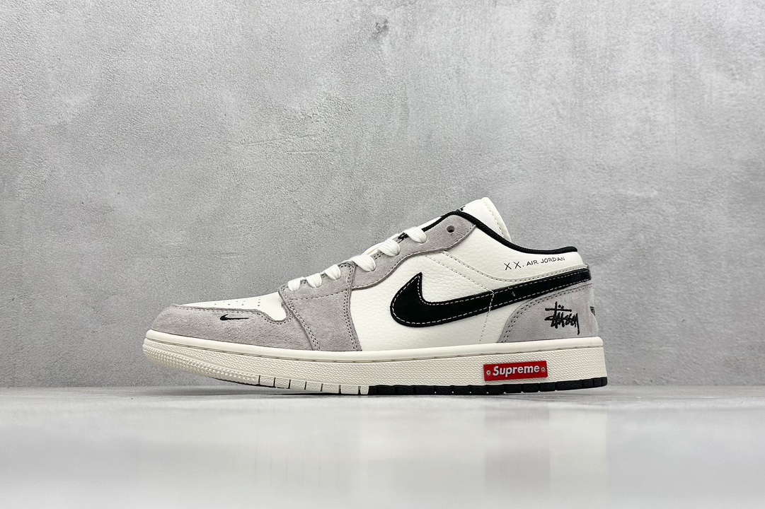 Air Jordan 1 Retro Low x Supreme x Stussy 米黑小钩 SJ9950-034