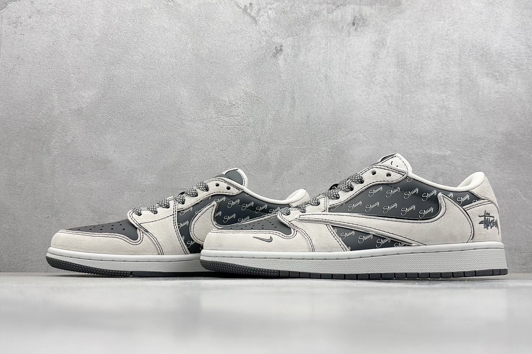 Travis Scott x Nike Air Jordan 1 Low x Stussy Air Jordan 1 Low 反转翻毛深空灰满天星倒钩 XZ3398-002