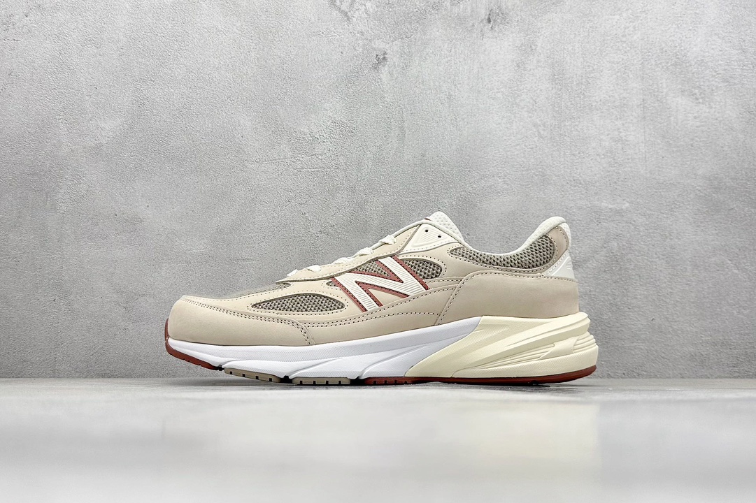 总裁 New Balance x Loro Piana NB990 V6系列 美产米红灰 复古休闲跑步鞋 U990LP6