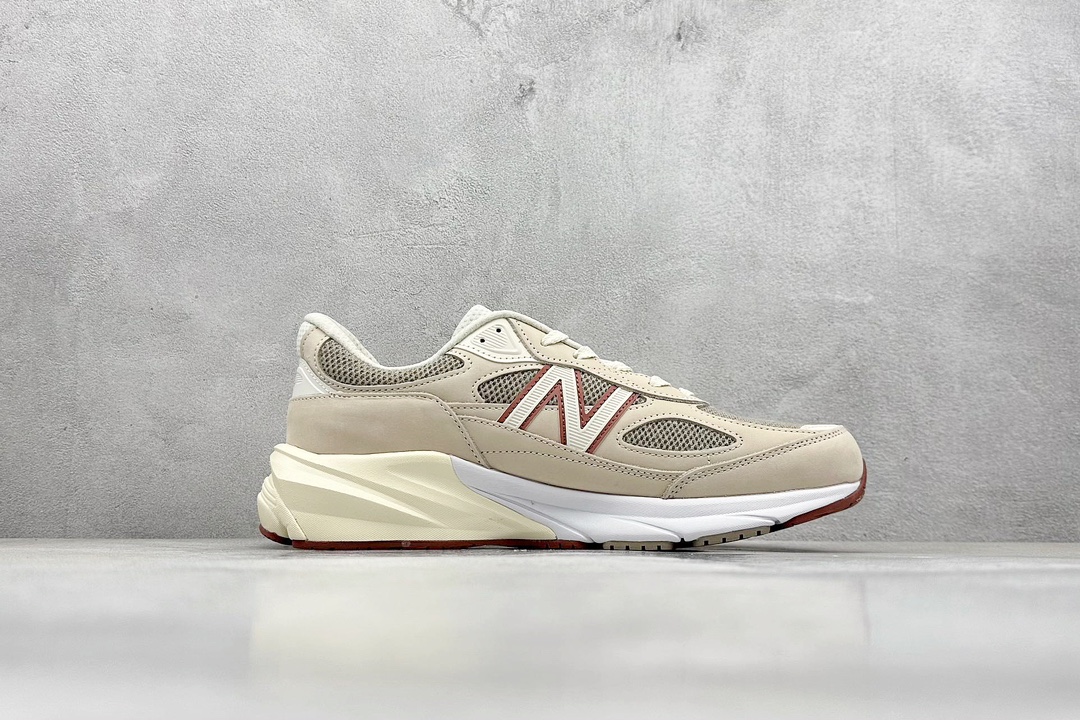 总裁 New Balance x Loro Piana NB990 V6系列 美产米红灰 复古休闲跑步鞋 U990LP6