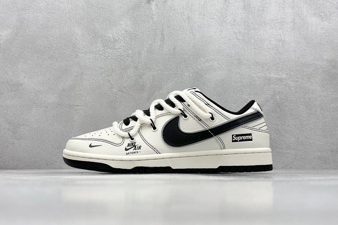 Nike SB Dunk Low x Supreme 白黑小钩绑带 XX2025-566