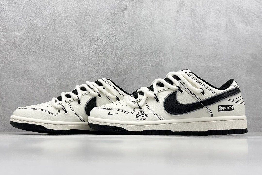 Nike SB Dunk Low x Supreme 白黑小钩绑带 XX2025-566