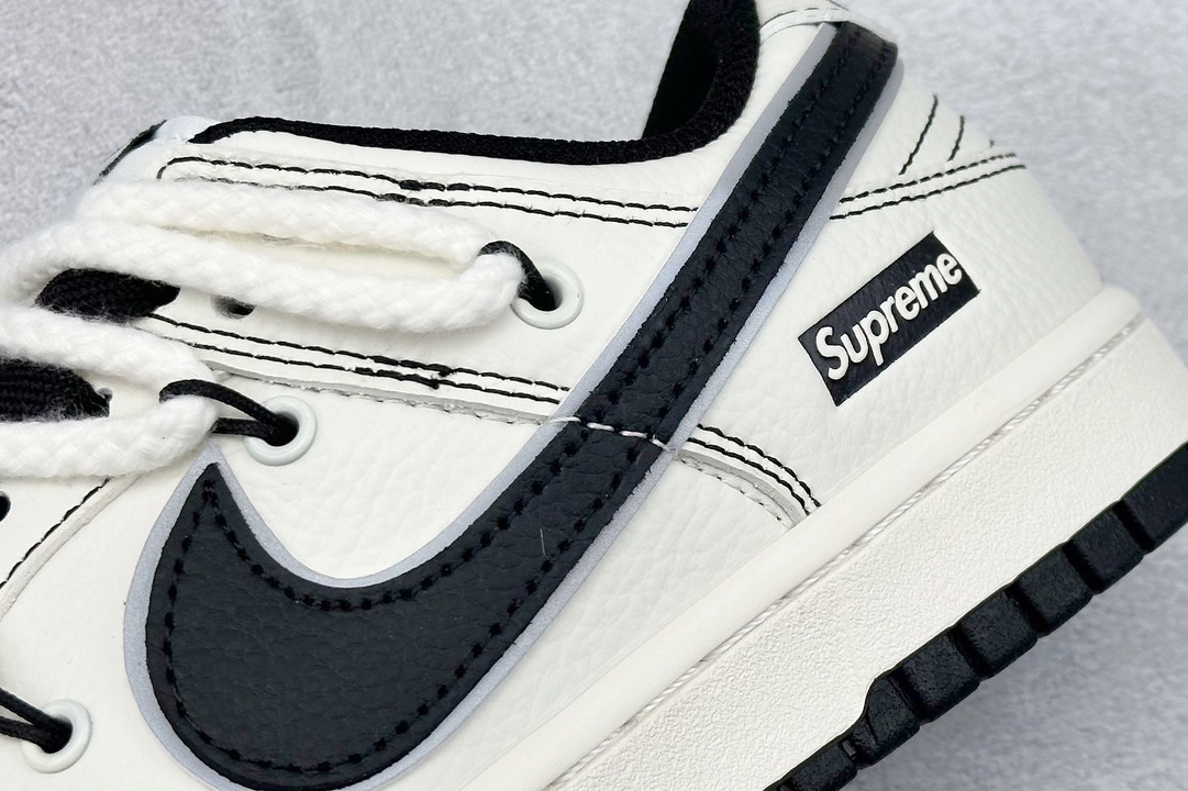 Nike SB Dunk Low x Supreme 白黑小钩绑带 XX2025-566