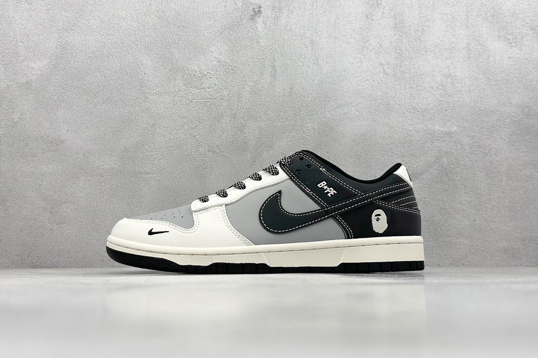 Nike SB Dunk Low x BAPE 白灰黑小钩满天星 BB8969-007