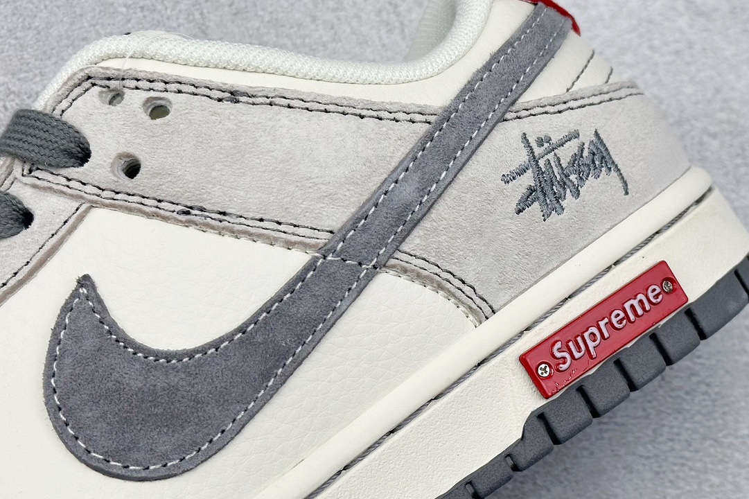 Nike SB Dunk Low x Supreme x Stussy 米灰红双小钩 MM1089-033