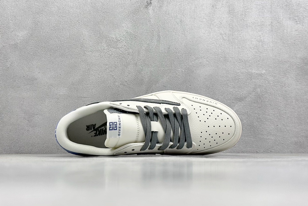 Travis Scott x Fragment Design x Air Jordan 1 Low OG SP AJ1 乔1 纪梵希联名-米灰蓝尾 低帮文化休闲板鞋   LX1988-111