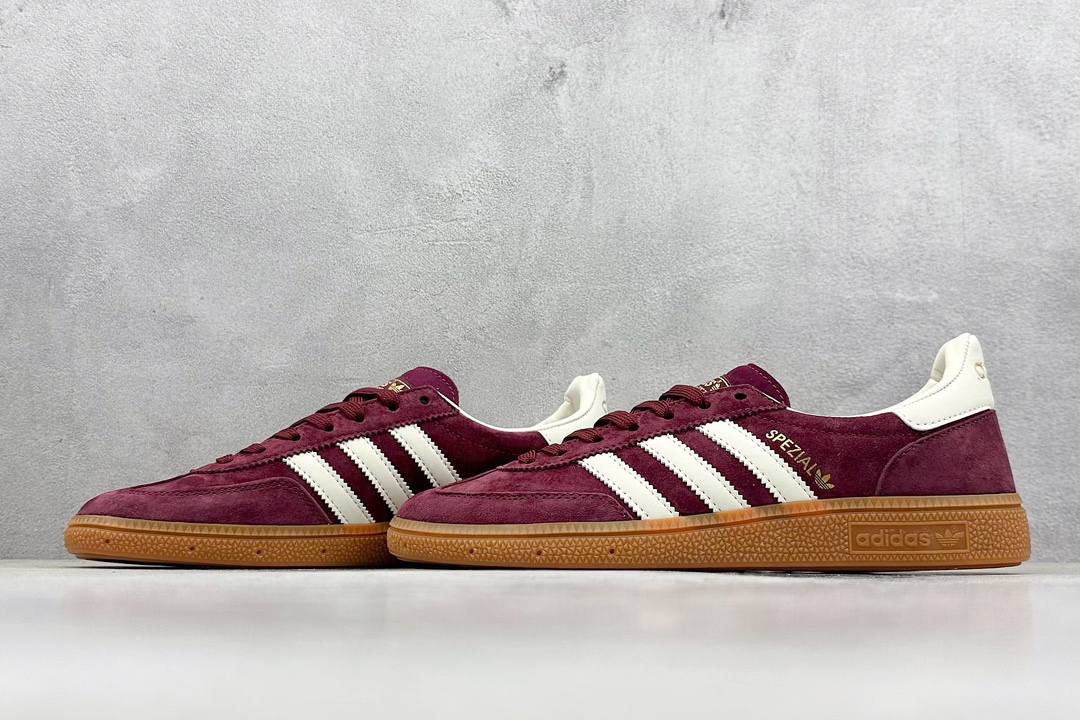 R版 Adidas Handball Spezial 酒红 复古单品 阿迪达斯经典款复古休闲板鞋  JI1020