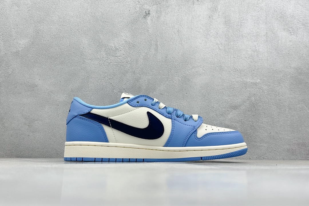 XC版 Travis Scott x Fragment Design x Jordan Air Jordan 1 Low OG SP 石头岛联名——“黑勾大学蓝”  JJ5288-009