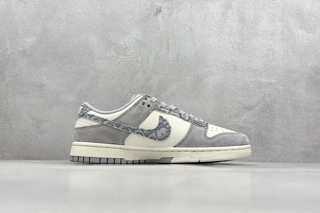 XC版 Nike SB Dunk Low“迪奥X石头岛三方联名——织布米灰灰勾” 周年高端定制 低帮休闲板鞋  DM6868-006