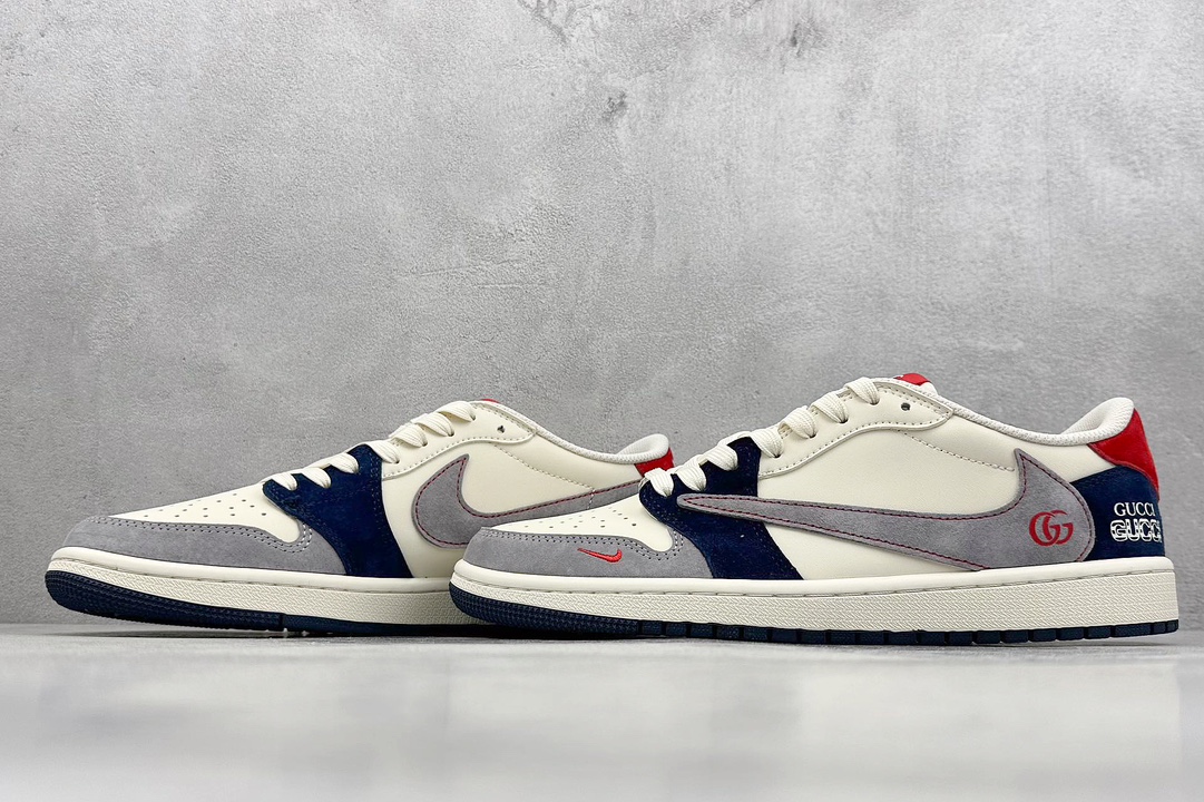 XC版 Travis Scott x Fragment Design x Jordan Air Jordan 1 Low OG SP “古驰联名——多色拼接”  DM7866-039