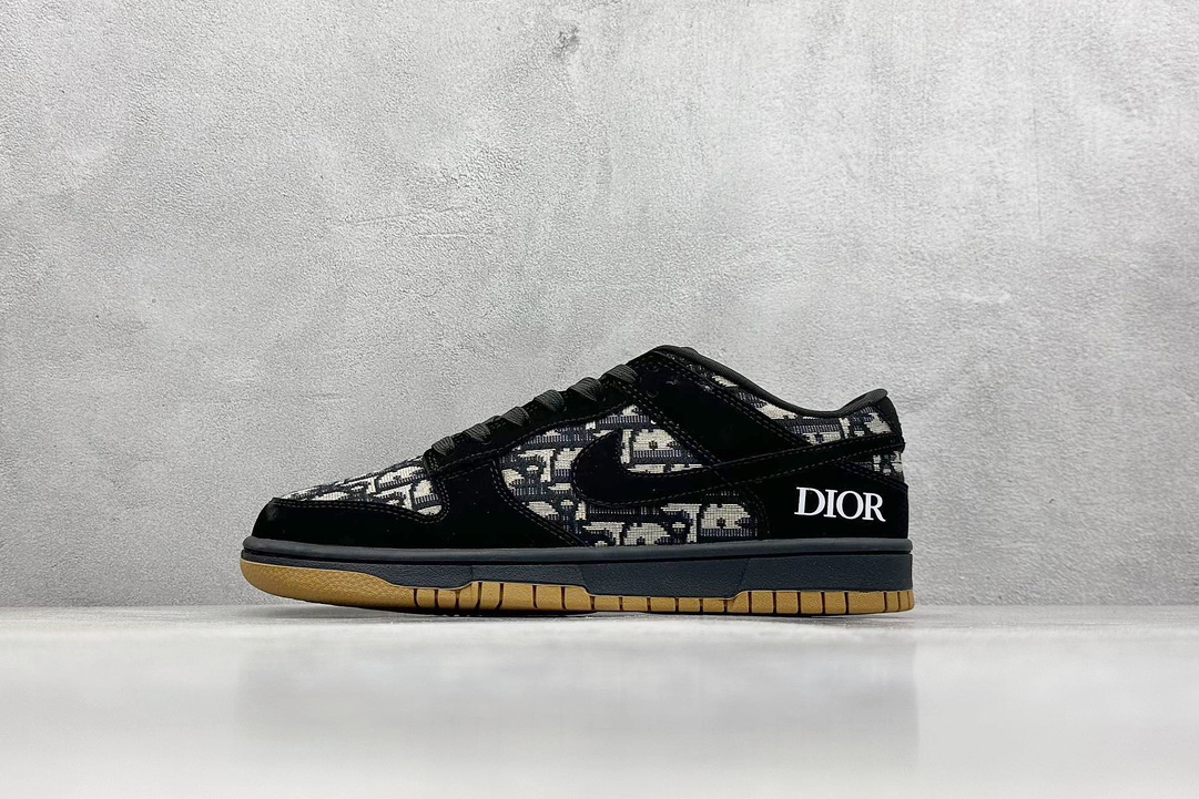 XC版 Nike SB Dunk Low“迪奥联名——织布黑勾” 周年高端定制 低帮休闲板鞋  YX5066-248