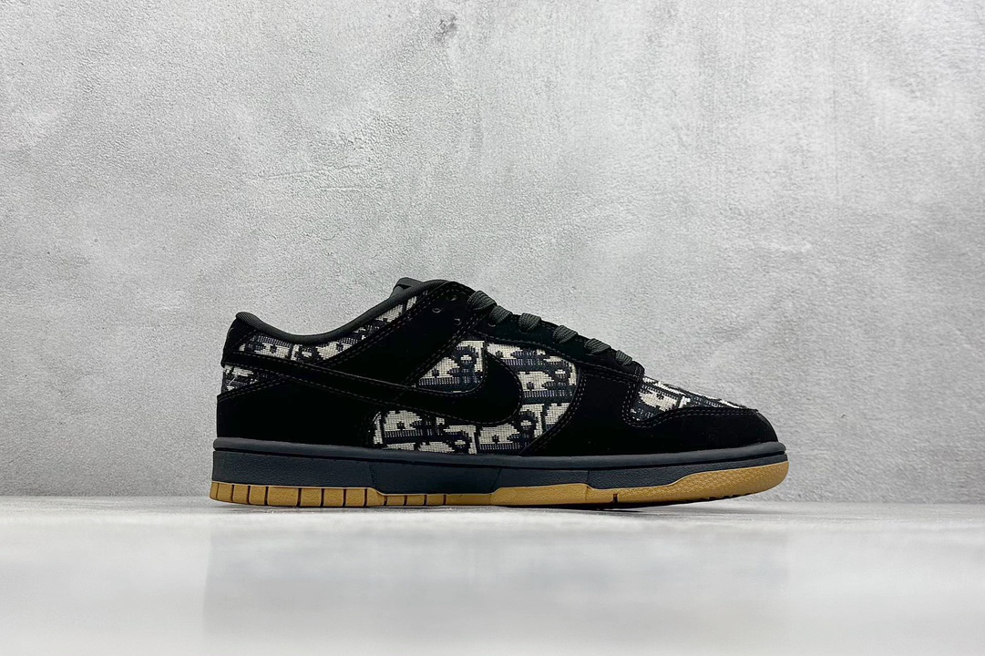 XC版 Nike SB Dunk Low“迪奥联名——织布黑勾” 周年高端定制 低帮休闲板鞋  YX5066-248