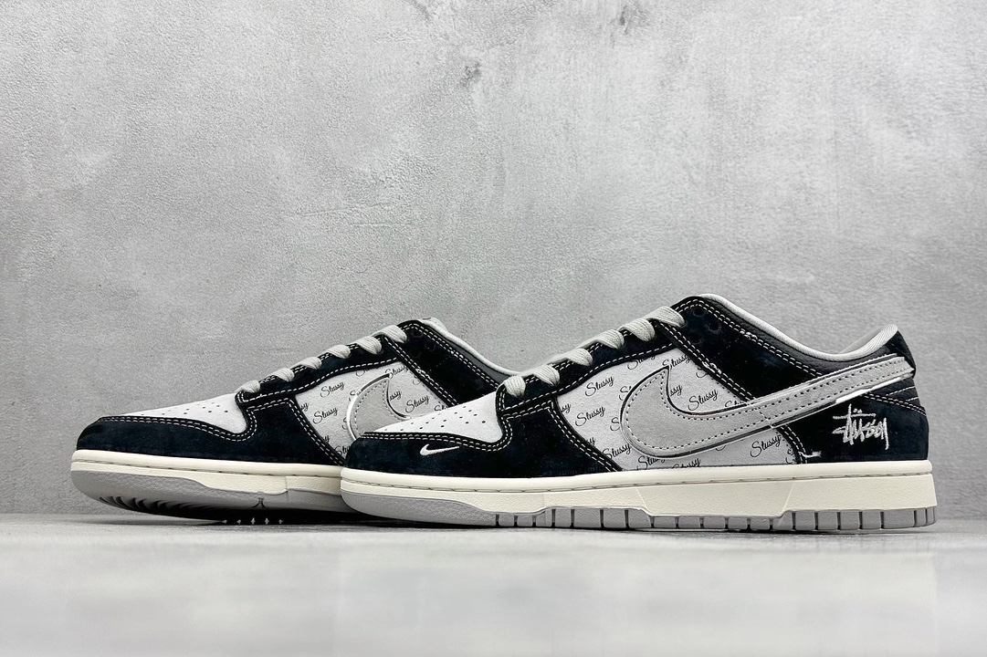 XC版 Nike SB Dunk Low“ 斯图西联名——黑灰猪八英文” 周年高端定制 低帮休闲板鞋  XX3168-008