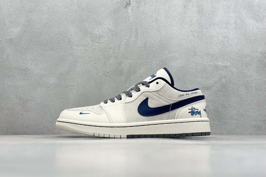 XC版 Air Jordan 1 Low AJ1 乔1 斯图西联名-灰蓝勾 低帮复古篮球鞋   SJ9950-046