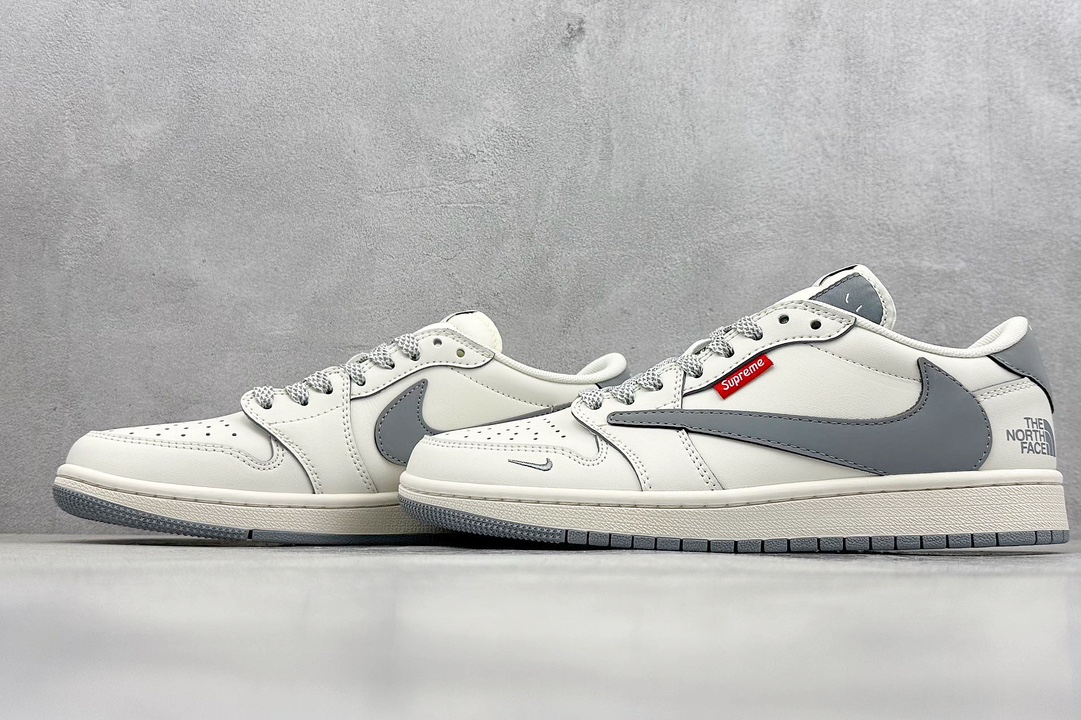XC版 Travis Scott x Fragment Design x Air Jordan 1 Low OG SP AJ1 北面联名-钢铁灰 低帮文化休闲板鞋  XZ5158-002