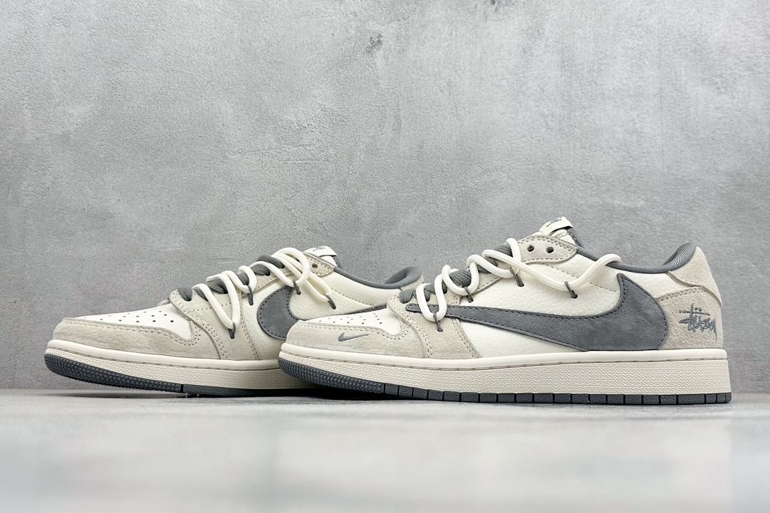 XC版 Travis Scott x Nike Air Jordan 1 Low x Stussy Air Jordan 1 Low 反转米灰小钩绑带倒钩 DM9288-004