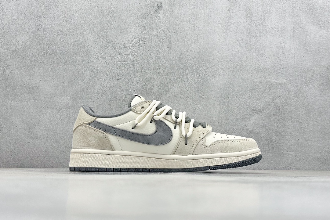 XC版 Travis Scott x Nike Air Jordan 1 Low x Stussy Air Jordan 1 Low 反转米灰小钩绑带倒钩 DM9288-004