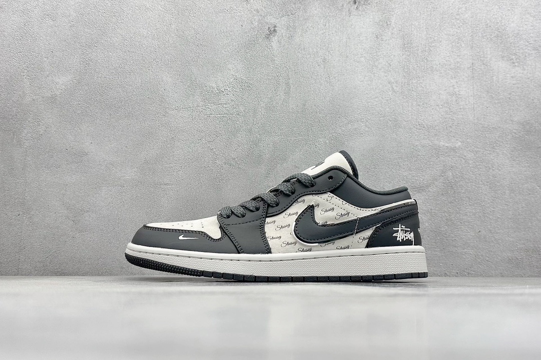 XC版 Air Jordan 1 Low AJ1 乔1 斯图西联名-信号黑 高端定制 低帮复古篮球鞋   XX3318-966