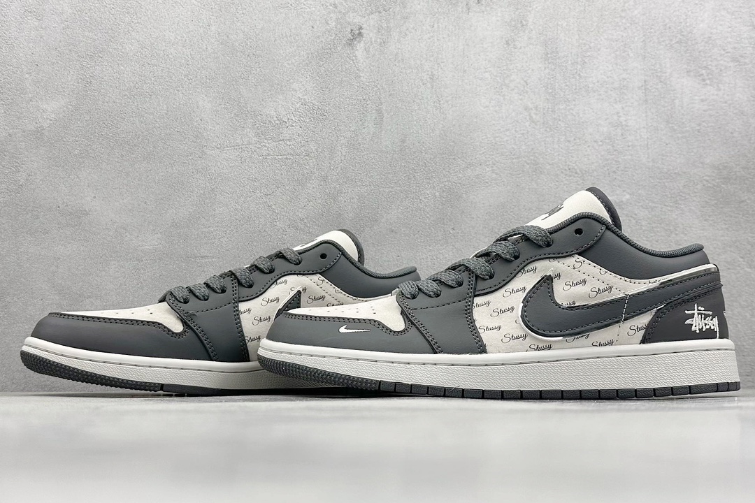 XC版 Air Jordan 1 Low AJ1 乔1 斯图西联名-信号黑 高端定制 低帮复古篮球鞋   XX3318-966