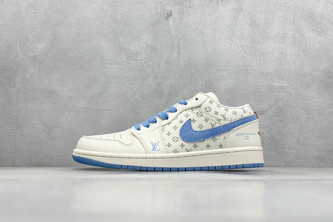 XC版 Air Jordan 1 Retro Low x Louis Vuitton 白蓝  WG8850-008