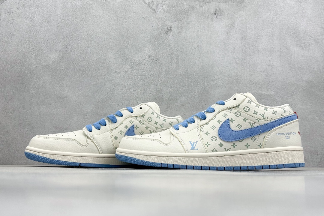 XC版 Air Jordan 1 Retro Low x Louis Vuitton 白蓝  WG8850-008