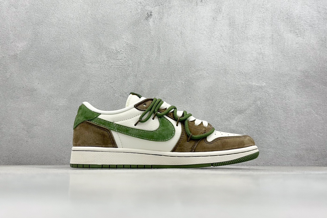 XC版 Travis Scott x Fragment Design x Air Jordan 1 Low OG SP AJ1 斯图西联名 驼绒绿 低帮文化休闲板鞋  XS3186-202