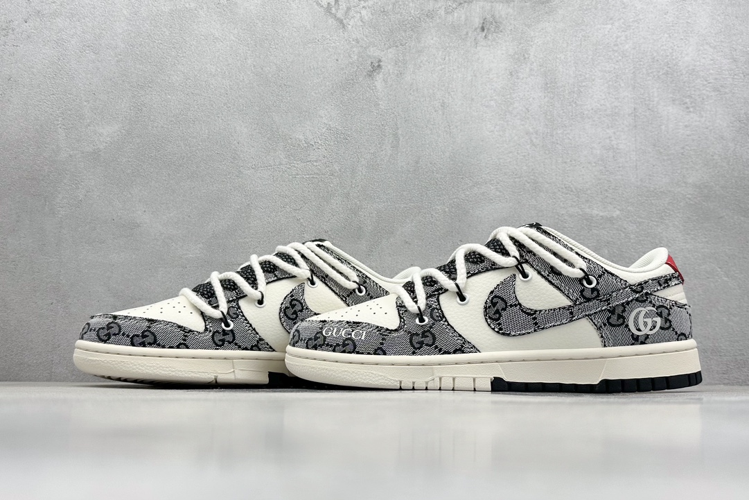 XC版 Nk SB Dunk Low 古驰联名 灰提花勾 周年高端定制 低帮休闲板鞋 YX5066-215