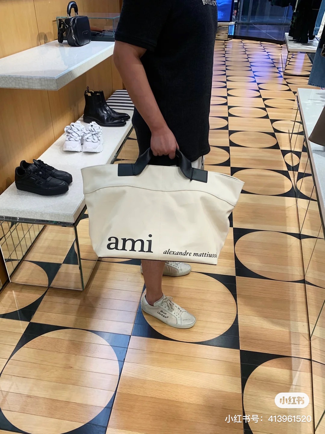AMI canvas tote bag featuring a spacious interior and lightweight - Comprehensive 7