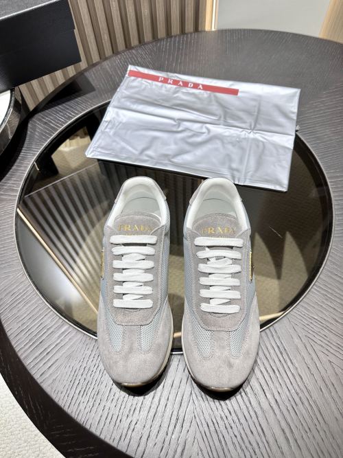 Prada Suede Low-Top Sneakers with Embossed Logo - Casual & Versatile 1 Prada Suede Low-Top Sneakers with Embossed Logo - Casual & Versatile