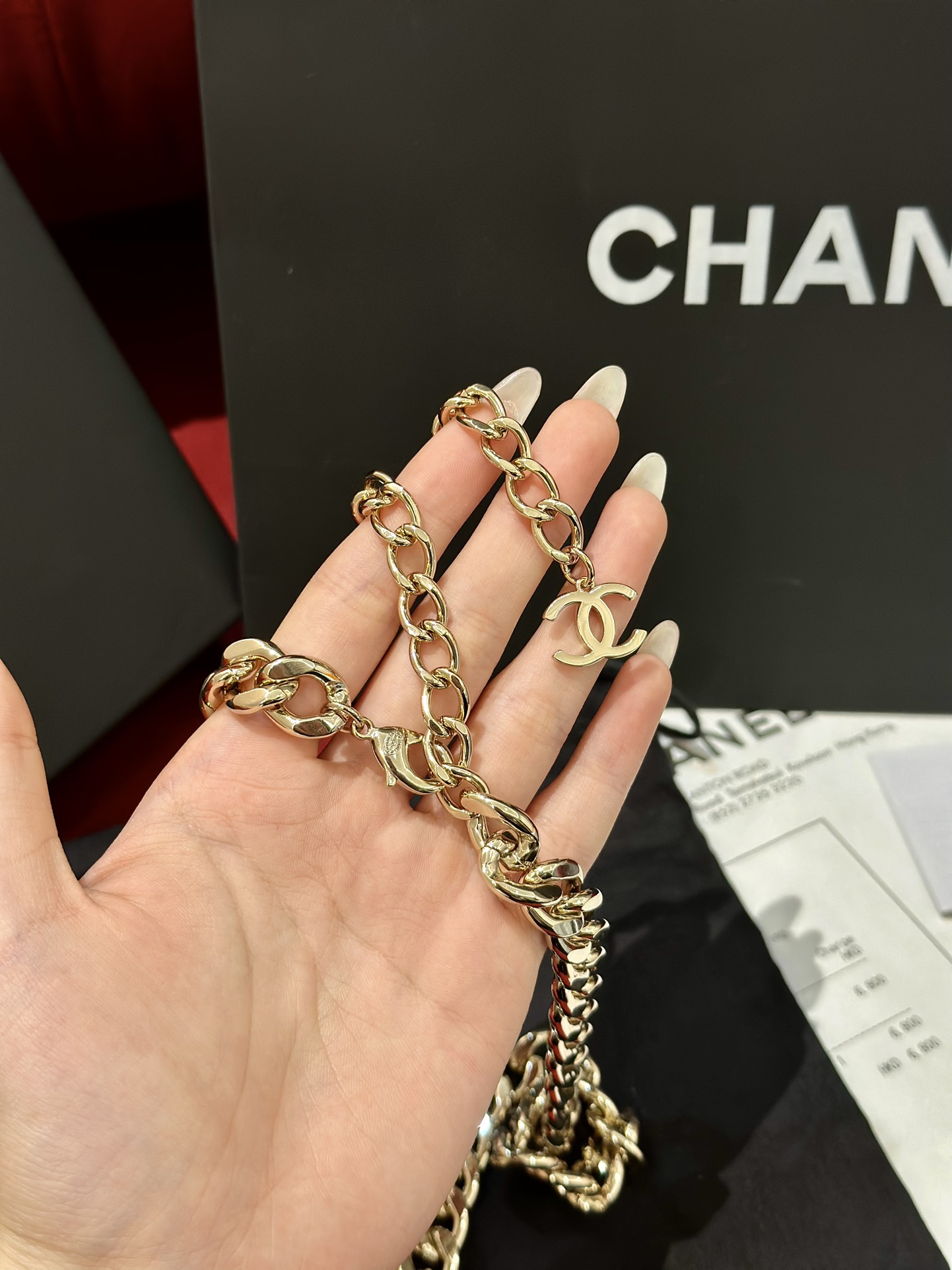 Chanel镂空chanel金色金属黄铜材质字母logo腰链重工手工腰链精致均码