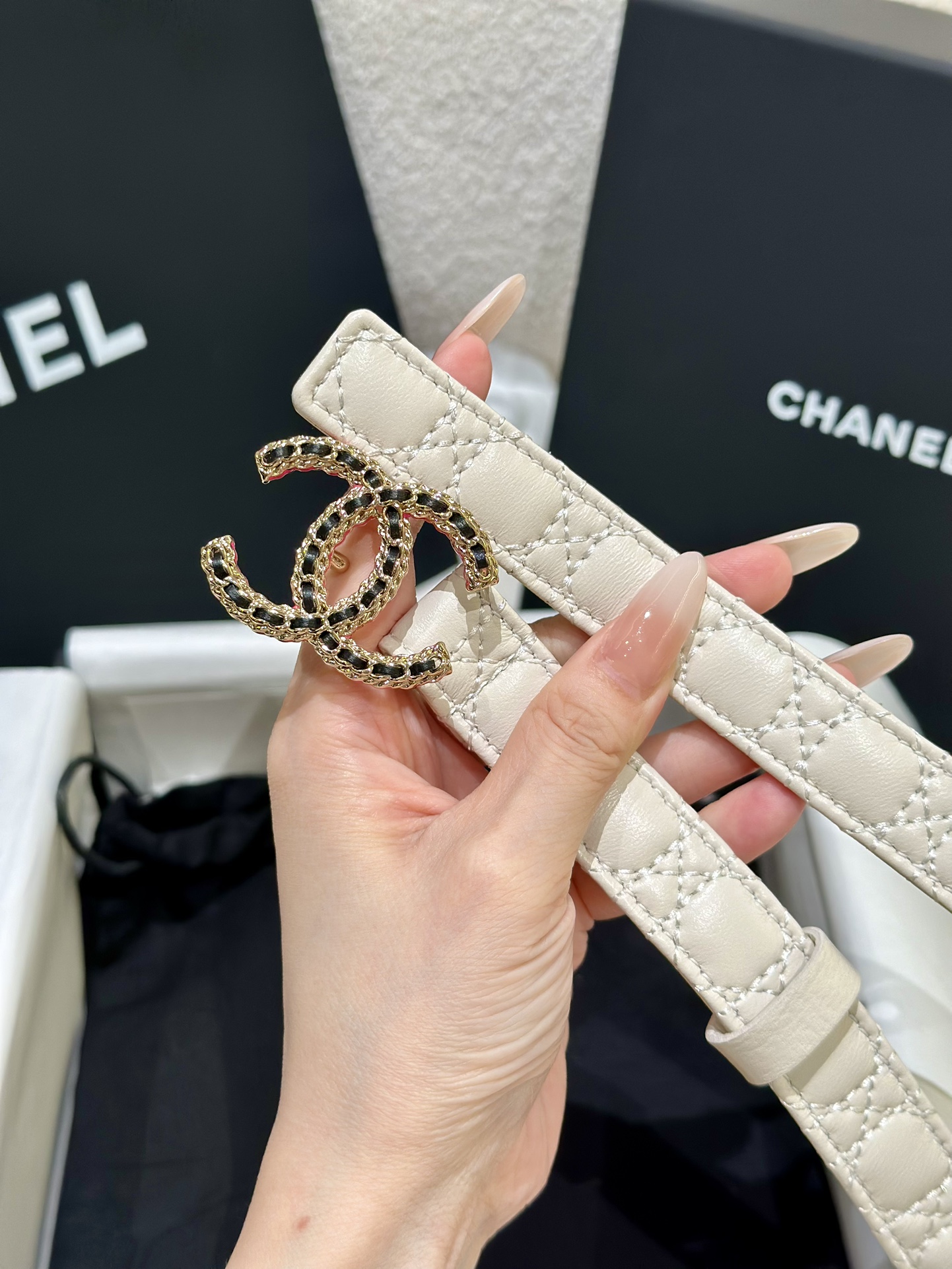 CHANEL香奈儿女士菱格时尚款宽度2.0双面顶级牛皮顶级品质正品开模高端定制皮料五金带身采用松紧收腰设