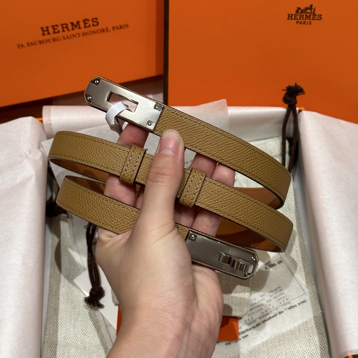 H家 レディース 腰帯 Epsom小牛皮製 高級感溢れるデザイン