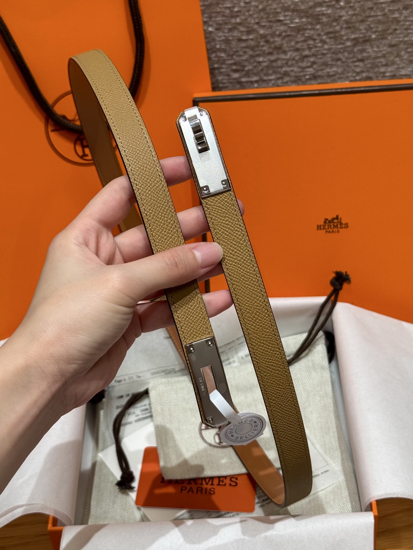 H家 レディース 腰帯 Epsom小牛皮製 高級感溢れるデザイン