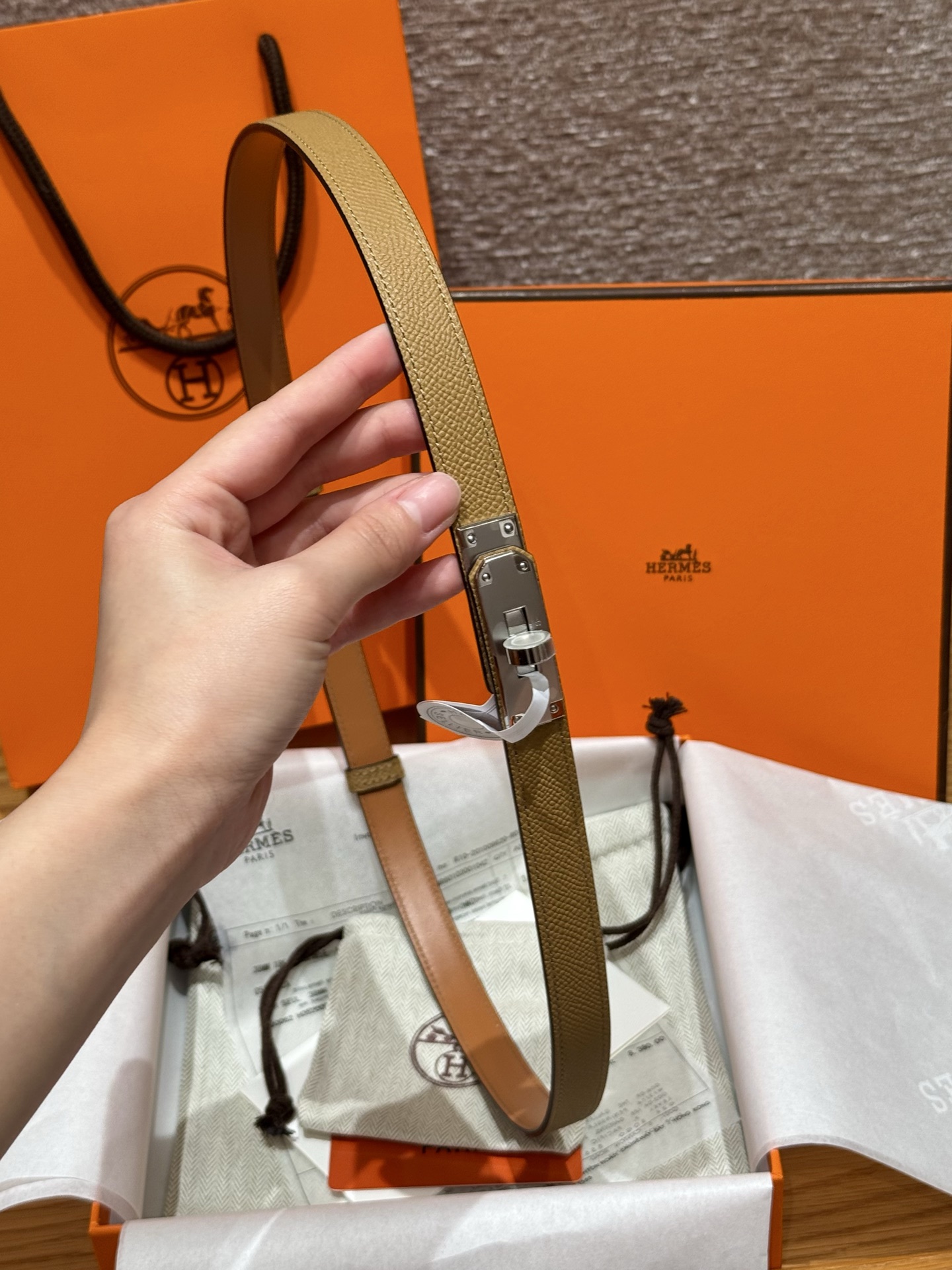 H家 レディース 腰帯 Epsom小牛皮製 高級感溢れるデザイン