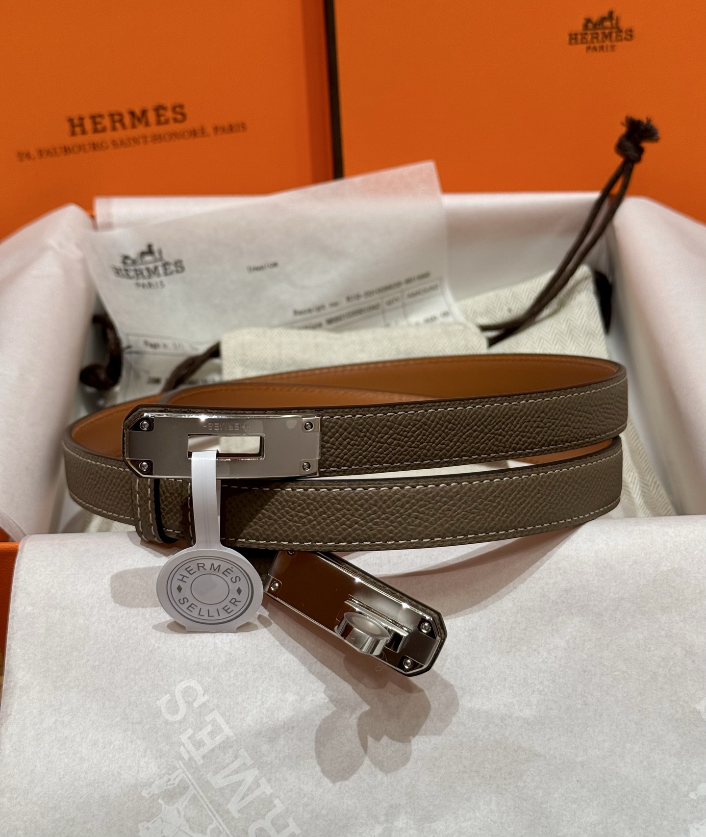 H家 レディース腰带 Epsom小牛皮製 高品質316精鋼