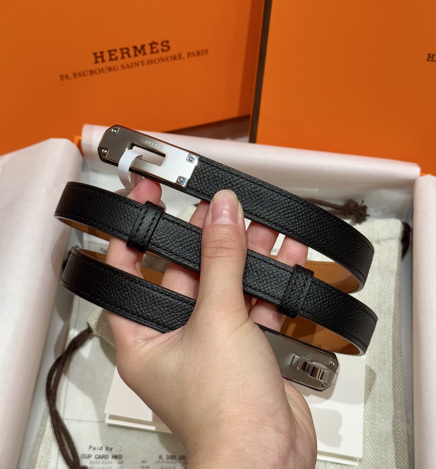 H家 レディース 腰帯 Epsom小牛皮製 高耐久性&精鋼金具