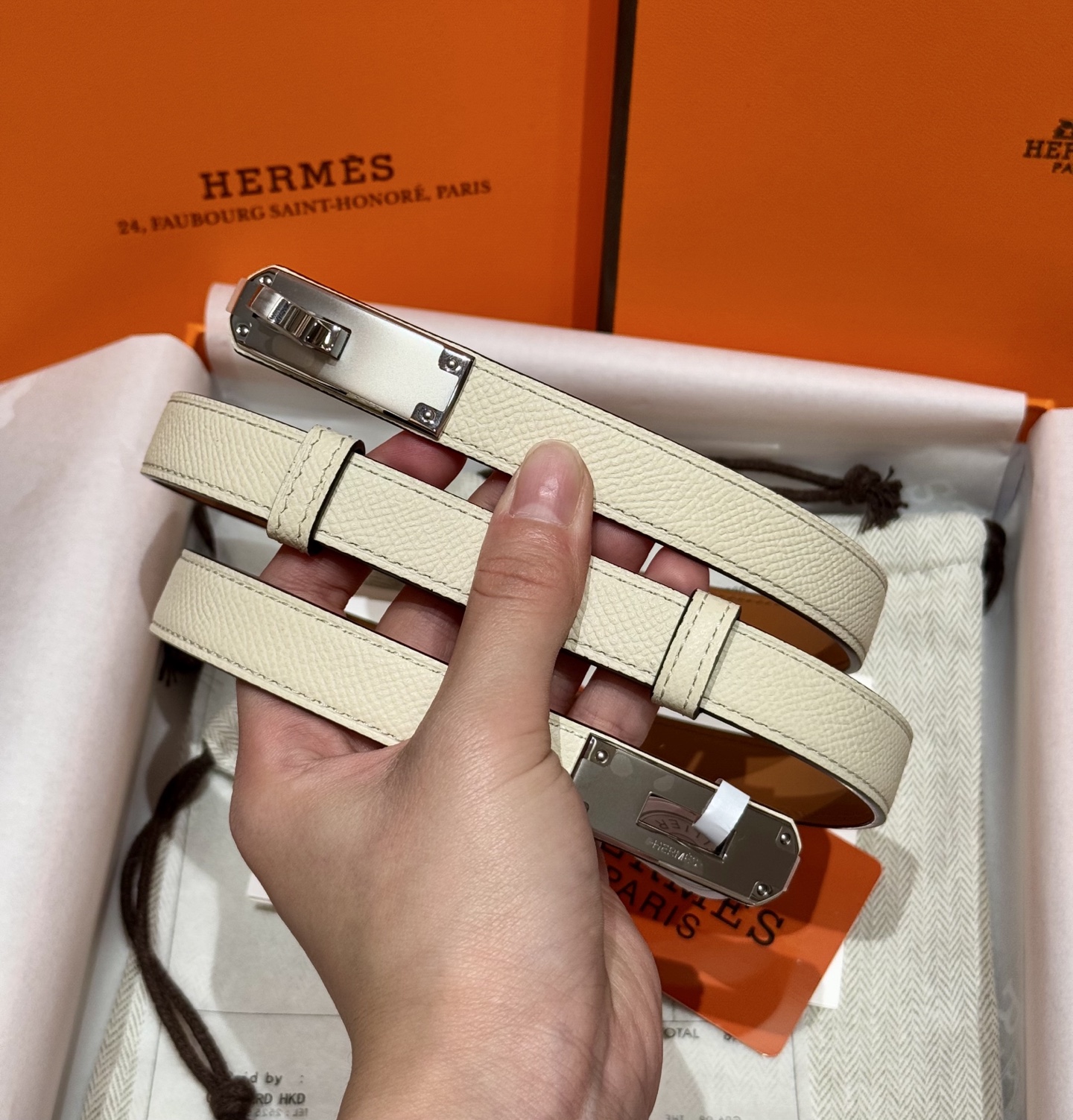 H家 レディース 腰ベルト Epsom小牛皮製 高級感あふれるデザイン