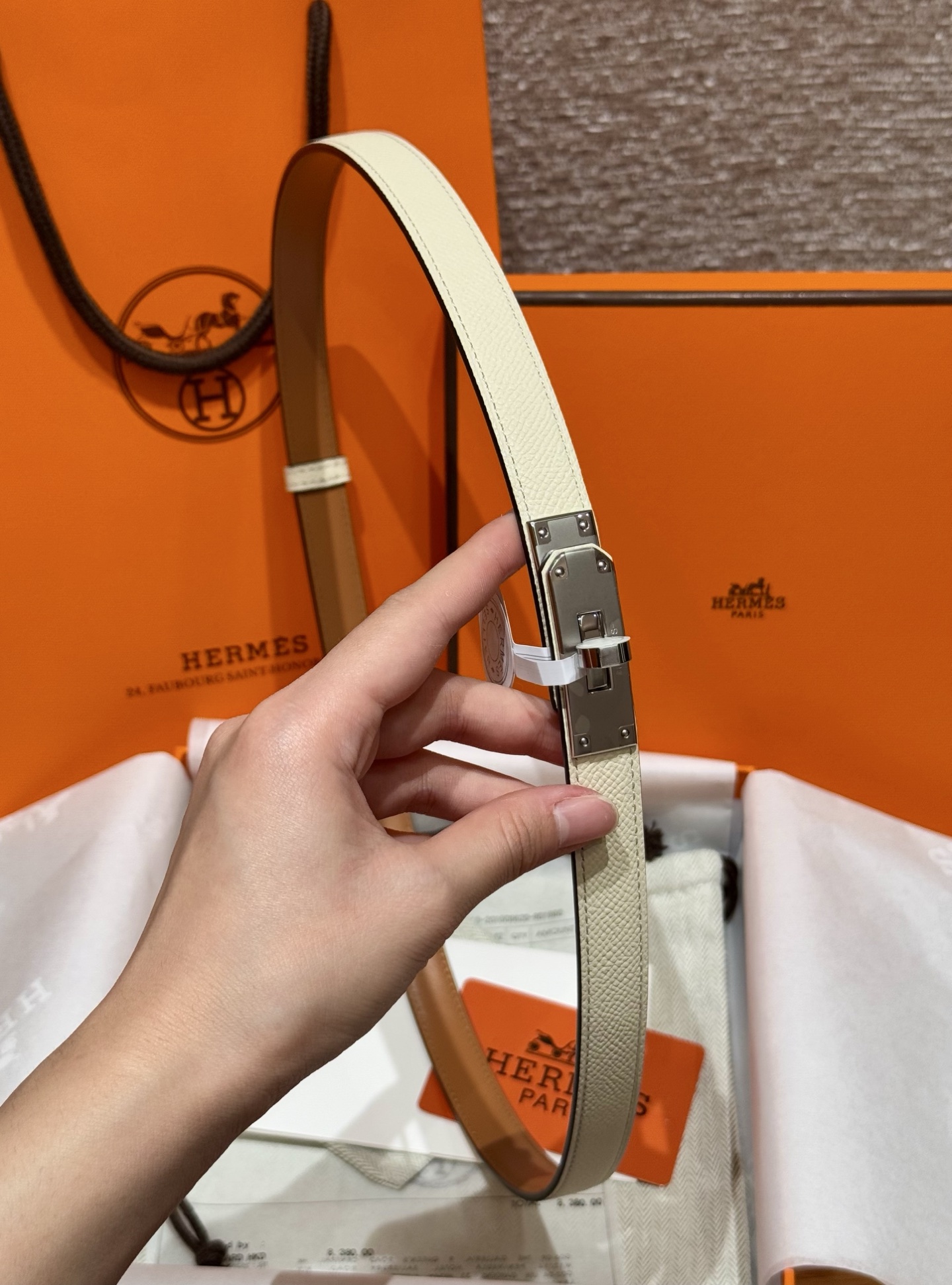 H家 レディース 腰ベルト Epsom小牛皮製 高級感あふれるデザイン