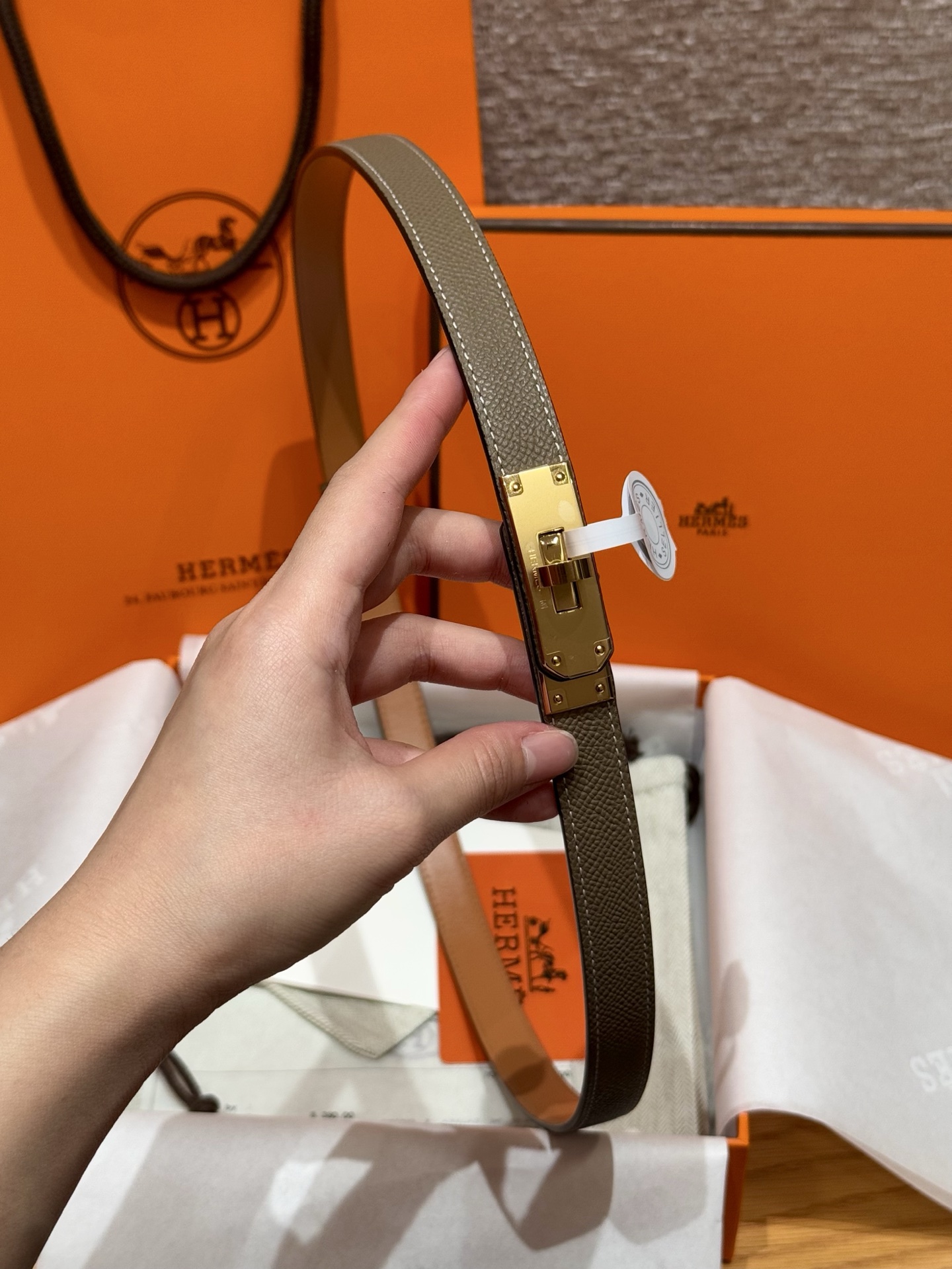 H家 レディース 腰帯 Epsom小牛皮・316精鋼金具の高級品