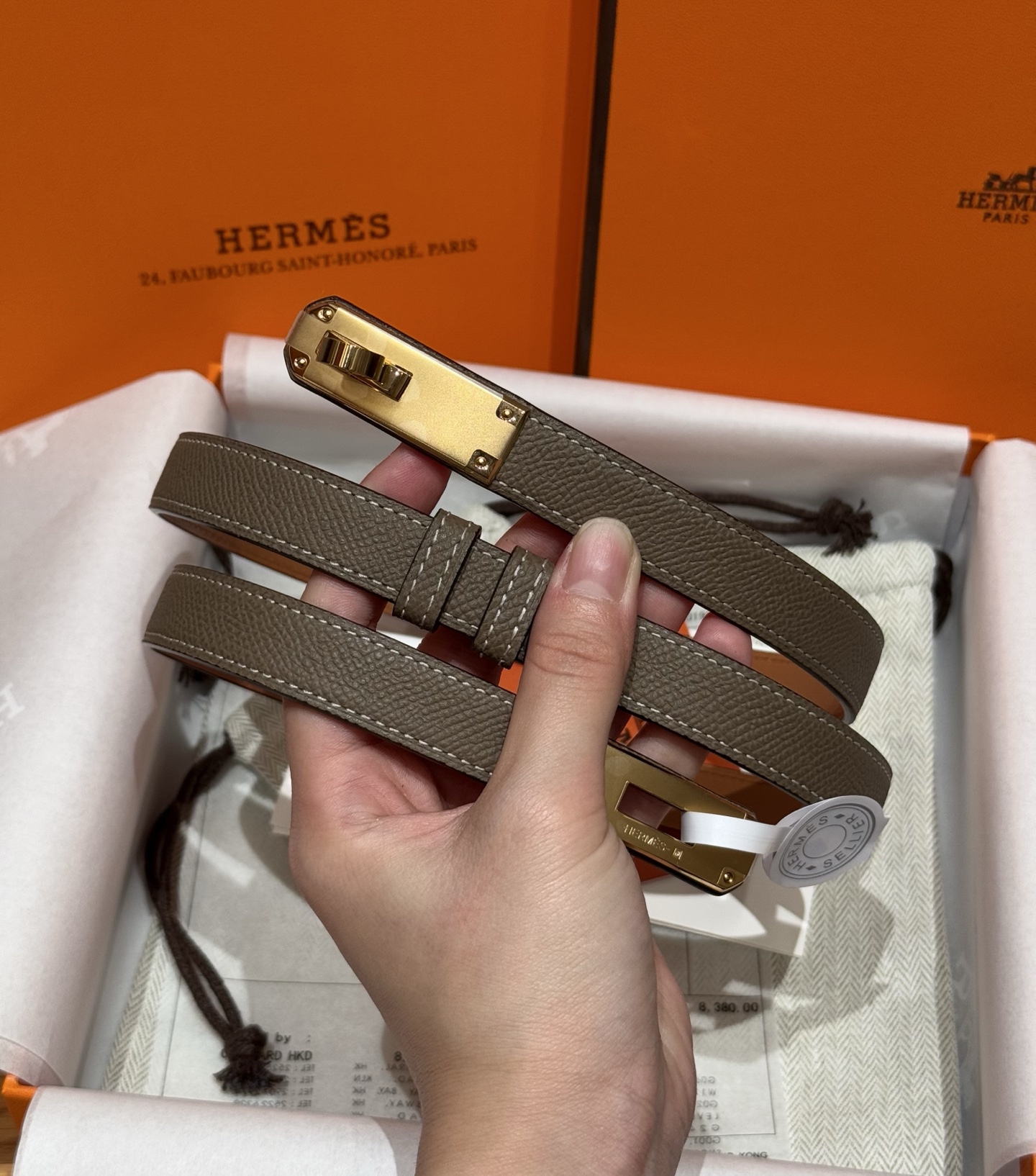 H家 レディース 腰帯 Epsom小牛皮・316精鋼金具の高級品