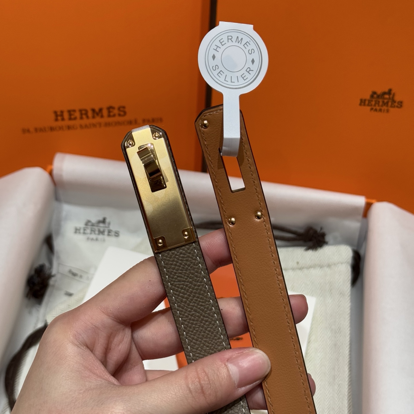 H家 レディース 腰帯 Epsom小牛皮・316精鋼金具の高級品