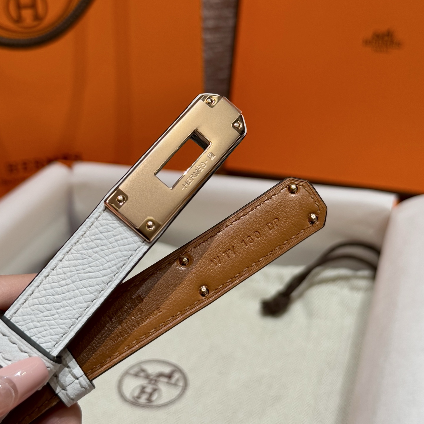 H家 レディース ウエストベルト Epsom小牛皮製・316精鋼金具