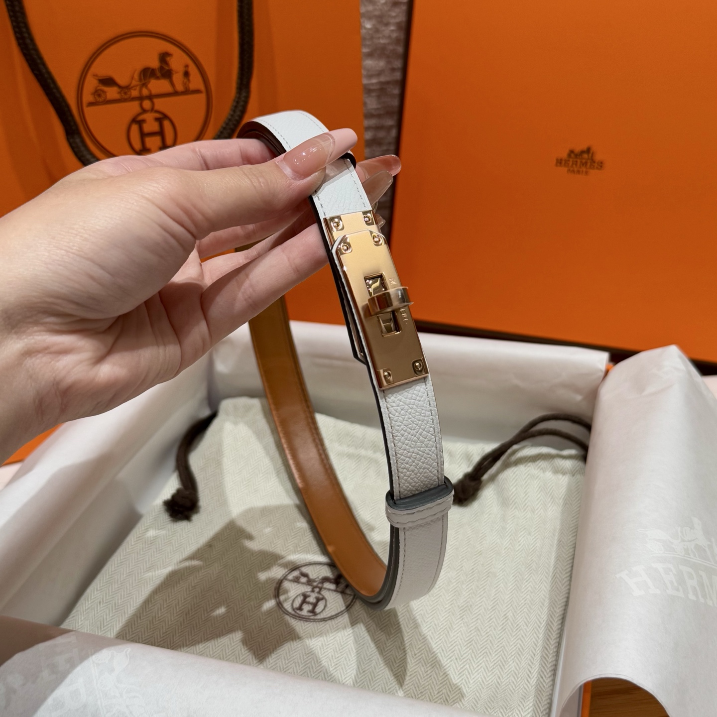 H家 レディース ウエストベルト Epsom小牛皮製・316精鋼金具