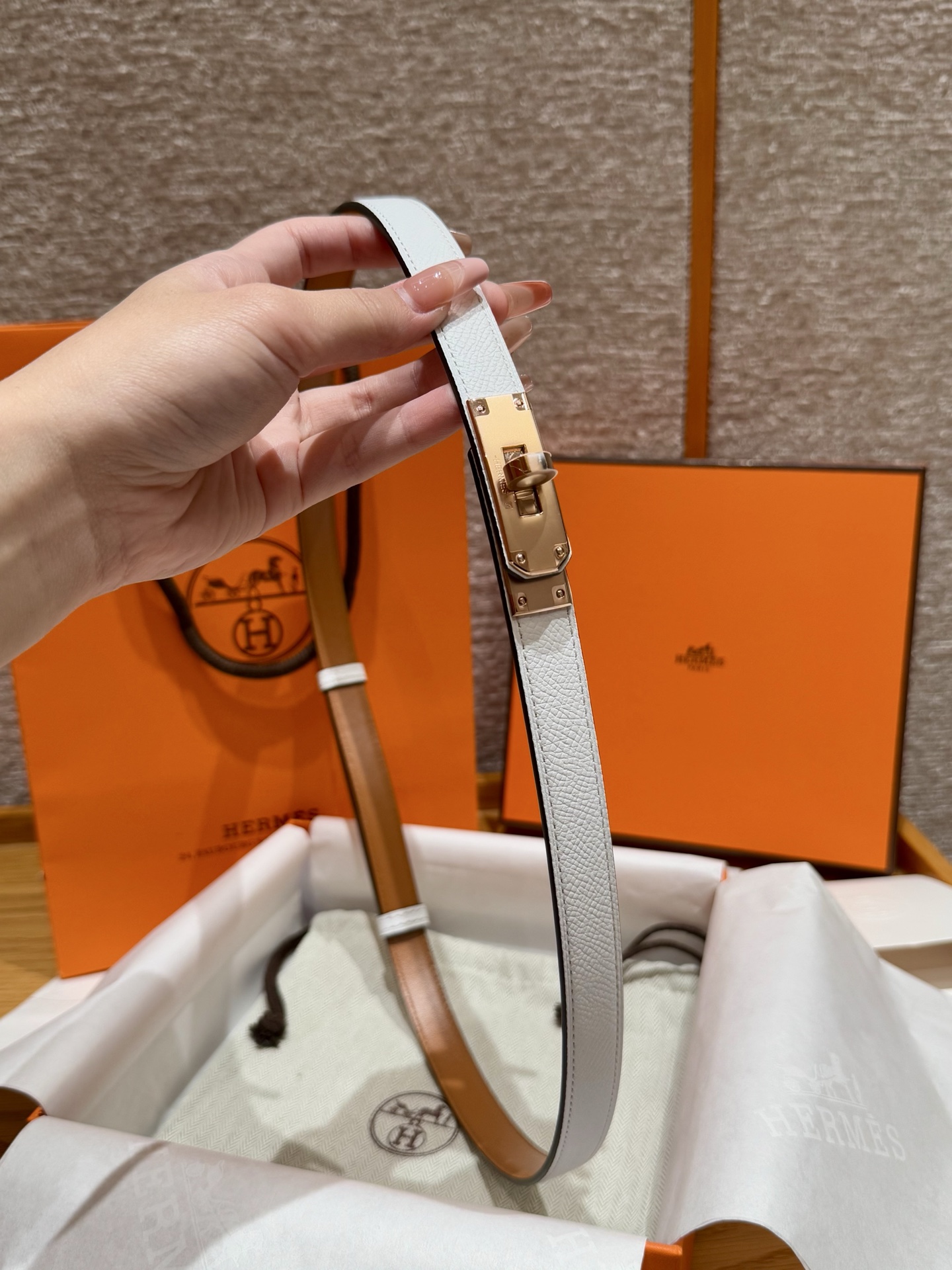 H家 レディース ウエストベルト Epsom小牛皮製・316精鋼金具