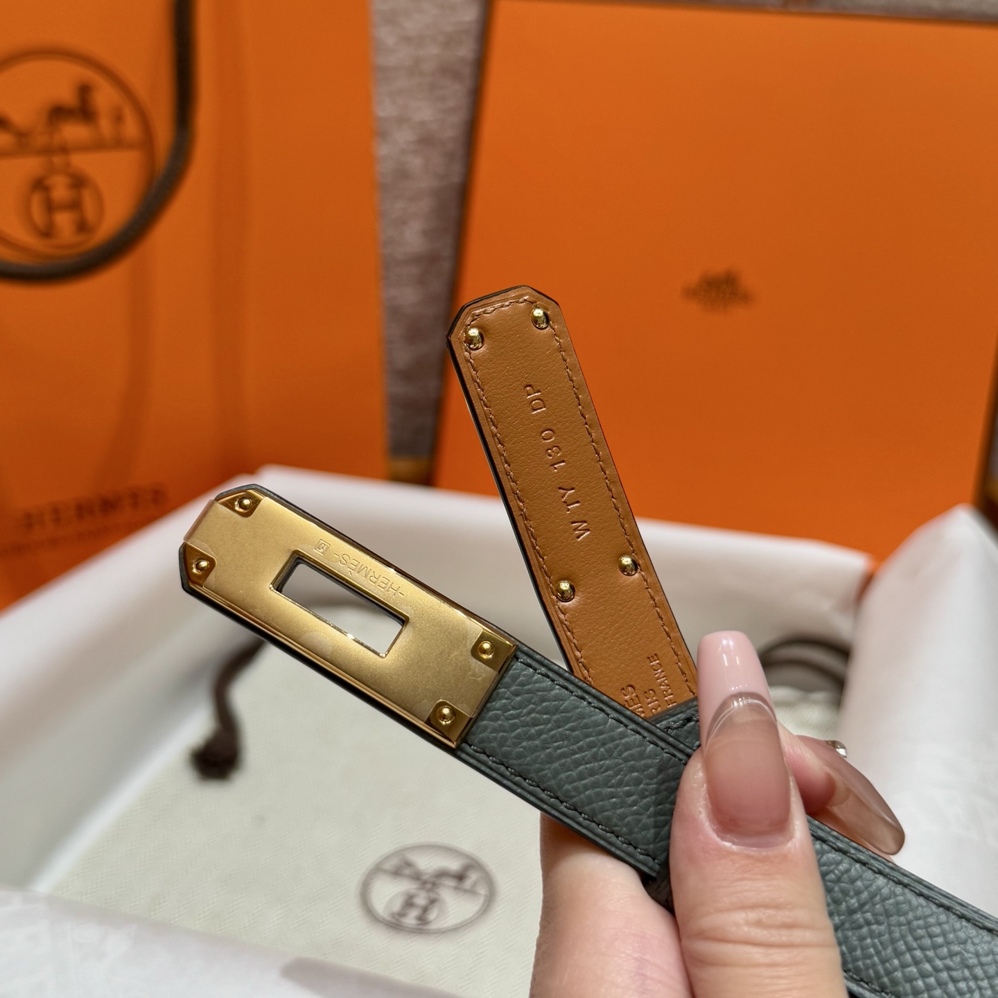 H家 レディース 腰帯 Epsom小牛皮製 316精鋼金具付き