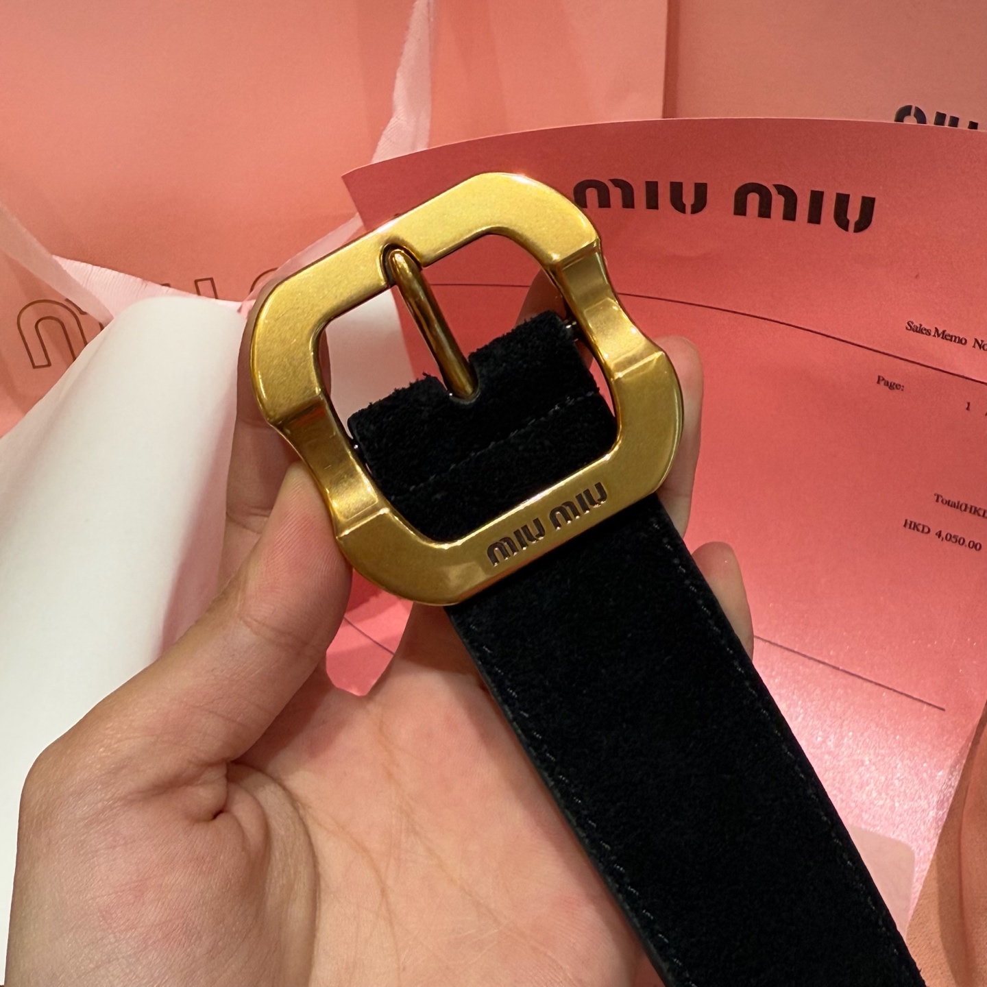 Miu Miu Women's Black Suede Belt with Antique Gold-Tone Buckle, 3.5cm Width 8 i1745051086567 7499 0 6