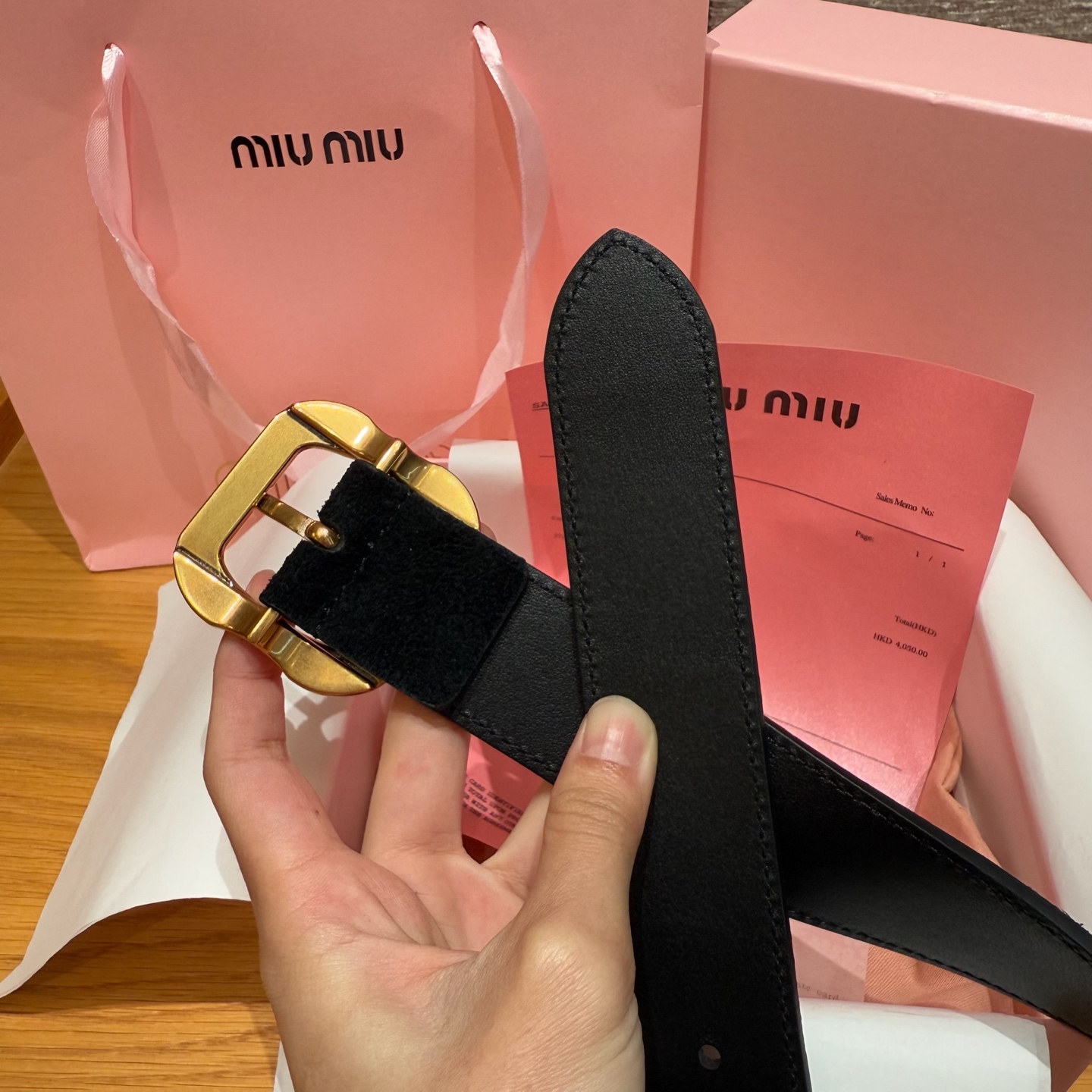 Miu Miu Women's Black Suede Belt with Antique Gold-Tone Buckle, 3.5cm Width 7 i1745051086578 8424 0 5