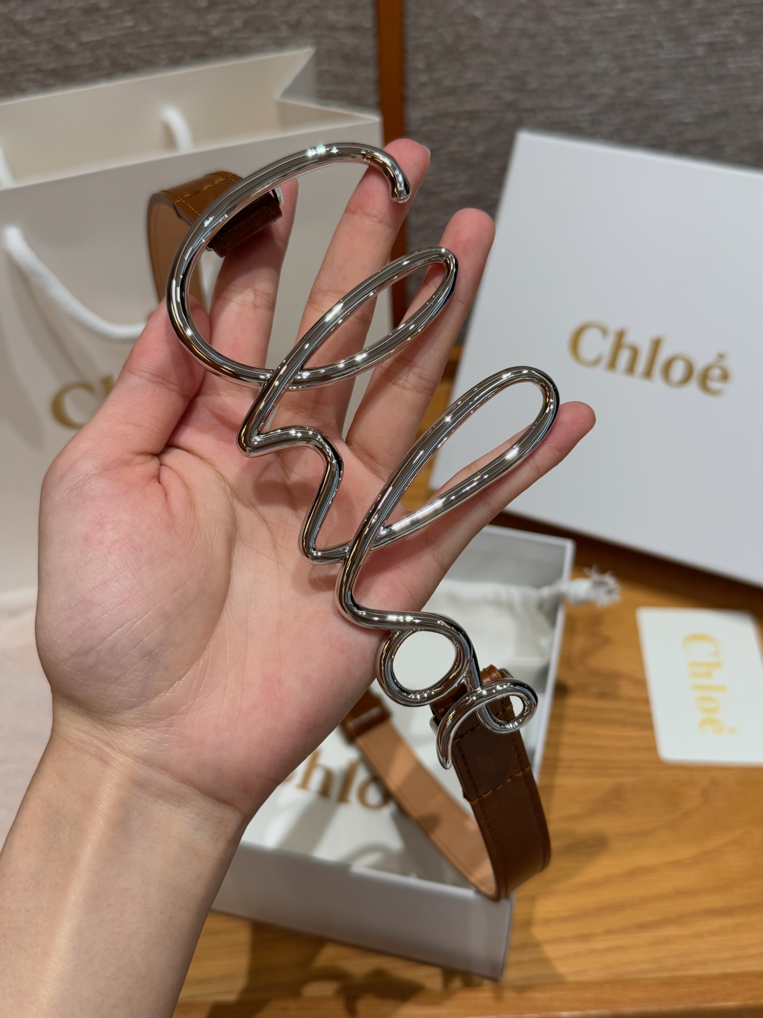 Chloe Calfskin Belt with Polished Copper Buckle | Designer Women's Belt 2 i1745409782421 7107 0 0