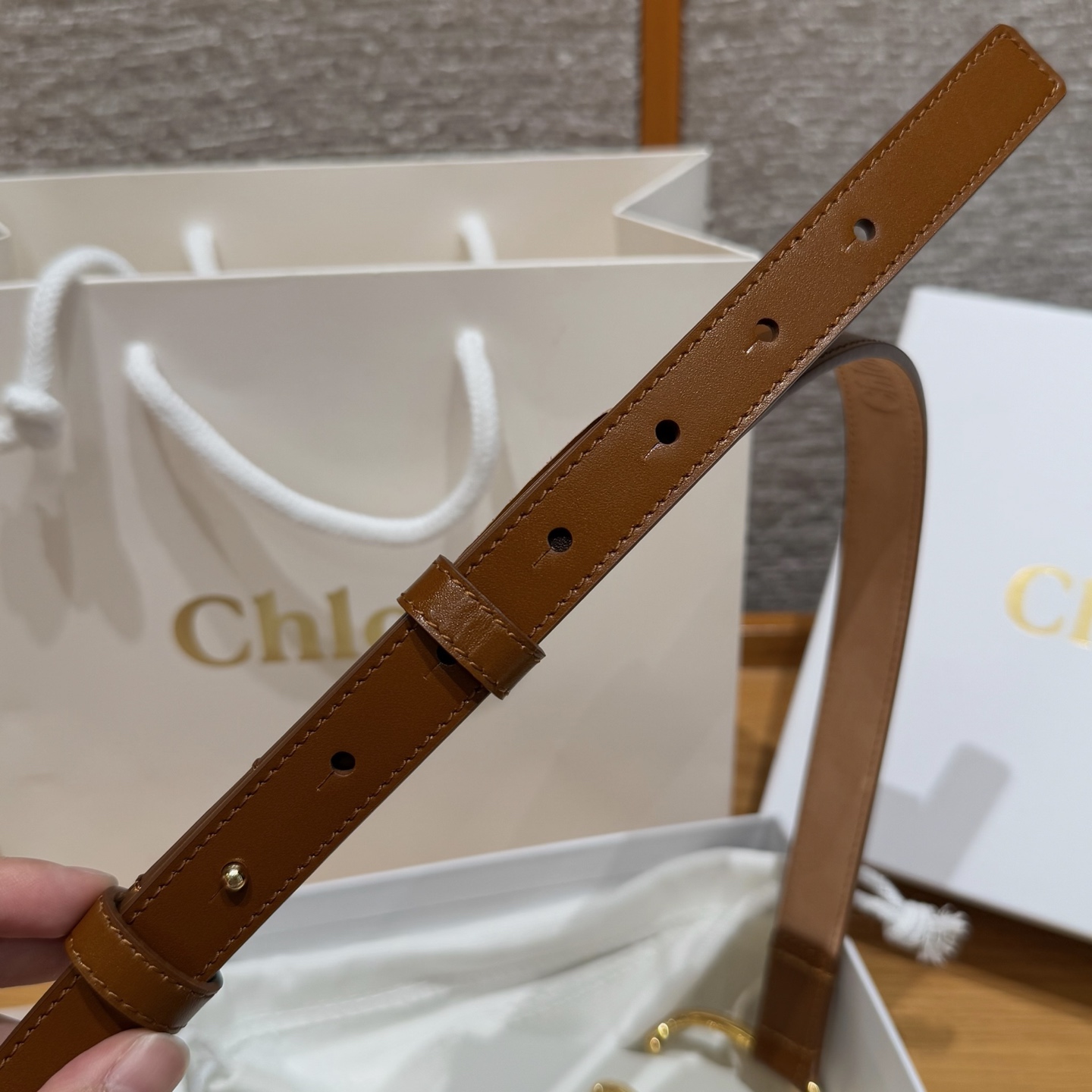 Chloe Calfskin Belt with Polished Copper Buckle | Designer Women's Belt 7 i1745409782728 187 0 5